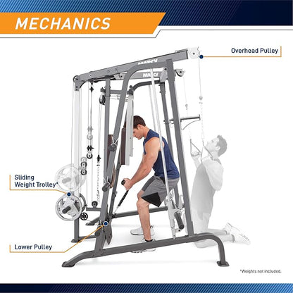 Marcy Smith Cage Workout Machine Full Body StrengthTraining Home Gym Equipment System with Leg Developer, Press Bar, PEC Deck, and Squat Rack