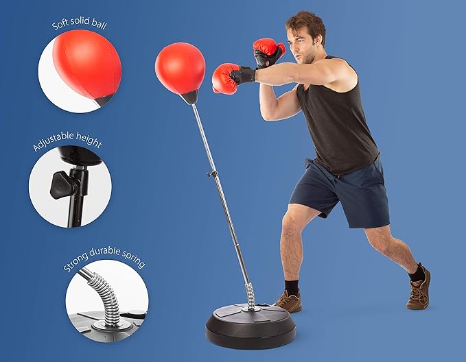 TechTools Punching Bag with Stand, Boxing Bag for Teens & Adults - Height Adjustable - Speed Bag for Training, Boxing Equipment, Stress Relief & Fitness