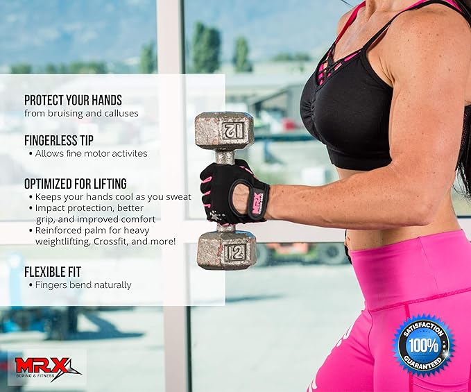 MRX Ladies Weight Lifting Gloves Women Fitness Training Exercise Glove Anti Slip Padded Shock-Absorbing Extra Grip Crossfit Multi Colors