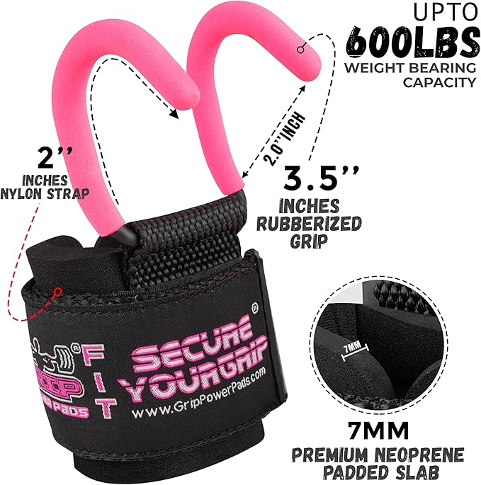 Weight Lifting Rod Hooks Heavy Duty Wrist Wraps Power Weight Lifting Training Gym Grips Straps Set of 2