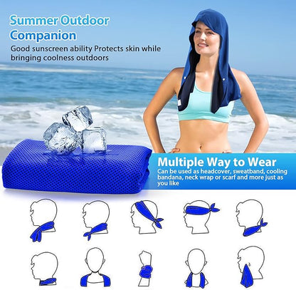 Sukeen Cooling Hoodie Towel, Cooling Towels for Neck and Face Absorbent Quick Drying, Cooling Neck Wraps UV Protection Sport Workout Camping Cycling Cooling Towel