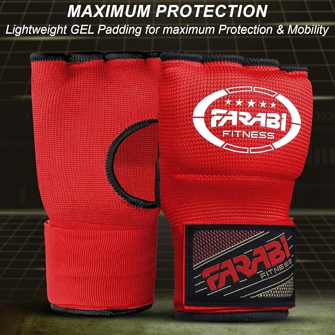 Farabi Quick Wraps Gloves Gel Paded Hand Wraps Adult MMA Boxing Muaythai Bandages Hand Protector 80cm Meter Wrist Support Strap Pair