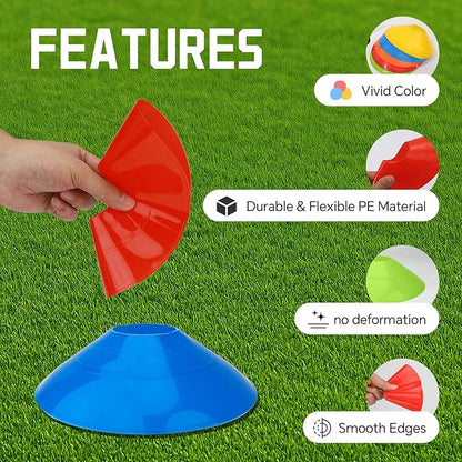 60/120 Pack Soccer Training Cones, Football Sport Cones Training Field Marker Agility Cones with Carry Bag and Holder for Drills, Basketball, Coaching, Practice Equipment, 5 Color
