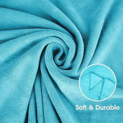 JML Bath Towel, Microfiber Bath Towels Set 4 Pack (30" x 60") - Large Size, Extra Absorbent, Quick Drying, Multipurpose Use as Bath Fitness Towel, Sports Towels, Yoga Towel, Aquamarine