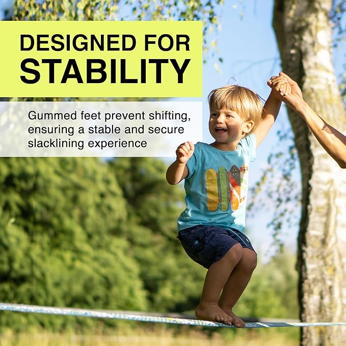 GIBBON Slackrack - Freestanding Outdoor or Indoor Slackline - Slack Line for Kids & Adults - Balance Trainer - Setup in 7ft or 10ft