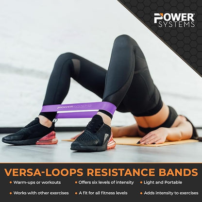 Power Systems Mini Versa Loops - Commercial Grade Resistance Bands for Physical Therapy, Strength & Fitness Training at Home or Gym - 10 Pack