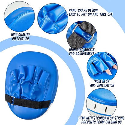 Poen 7 in 1 Taekwondo Kick Pad Boxing Training Equipment Punching Mitts Martial Arts Wrist Band Adjustable Soft Pads Set for Karate Muay Thai MMA Training