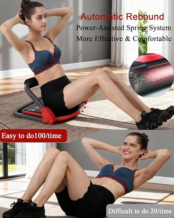 Ab Machine Workout Equipment,Whole Body Ab Workout Machine,Sit Up Exercise Equipment For Home, Strength & Abdominal Trainer With 3 Adjustable Resistance Levels and Bands.US Patented