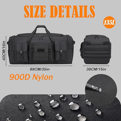 135L 37" Extra Large Duffle Bag for Men, Heavy Duty Sports Gym Equipment Travel Duffle Bag