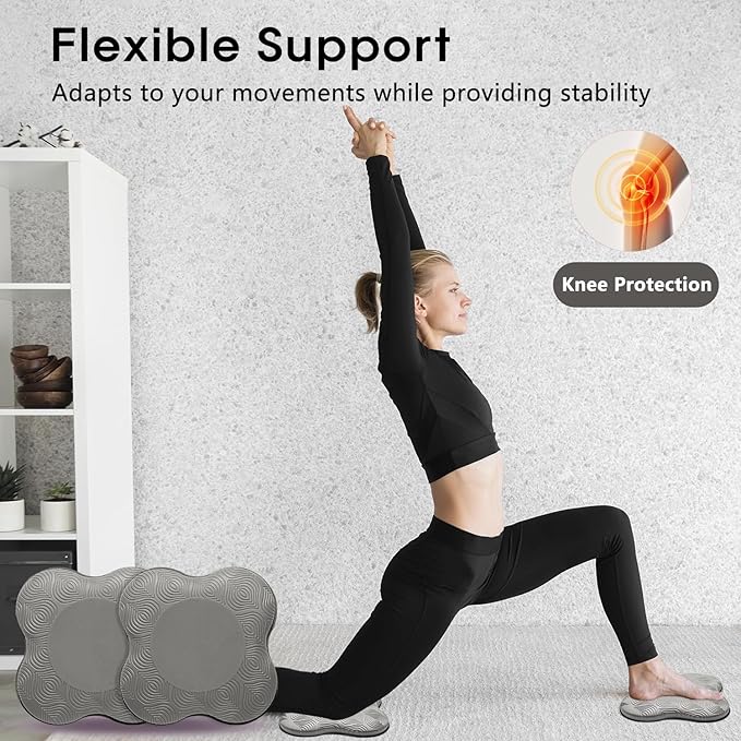 2 Pack Yoga Knee Pads Mat Set - Extra Thick Foam Kneeling Pad Cushion for Knees, Elbows, Wrists, Head - Yoga Essentials for Women Men, Non-Slip Pilates, Meditation, Floor Workouts
