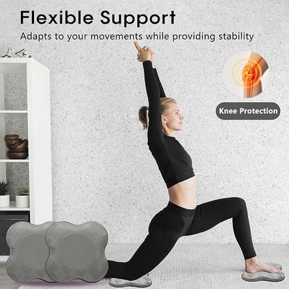 2 Pack Yoga Knee Pads Mat Set - Extra Thick Foam Kneeling Pad Cushion for Knees, Elbows, Wrists, Head - Yoga Essentials for Women Men, Non-Slip Pilates, Meditation, Floor Workouts