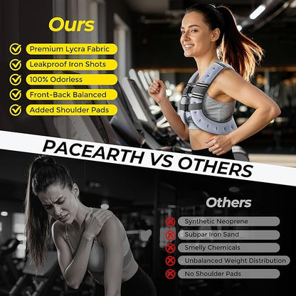 PACEARTH Weighted Vest,6lb/8lb/10lb/12lb/16lb/20lb/25lb/30lb Weight Vest with Reflective Stripe, Body Weight Vests for Women, Men, Weight Loss Workout, Strength Training, Running, Walking, Jogging