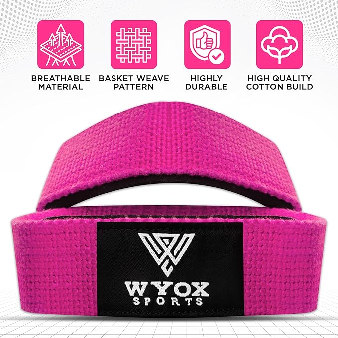 WYOX Figure 8 Weight Lifting Straps for Weightlifting Heavy Duty Deadlifting Workout Straps | Wrist Wraps Gym Equipment Gear Men Women PAIR