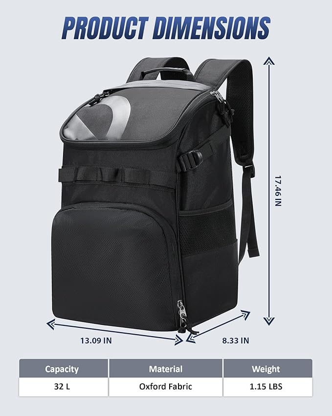 TRAILKICKER Basketball Bag Backpack with Ball Holder Multi-Sport Backpack for Soccer Volleyball Football Baseball Helmet