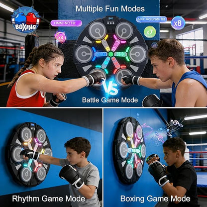Music Boxing Machine, Wall Mounted Punching Bag with Bluetooth, Boxing Training Workout Equipment with Gloves, Ideal Gift for Kids and Adults, Home, Office and Gym