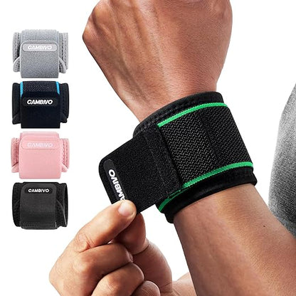 CAMBIVO Wrist Wraps for Men and Women 2 Pack, Adjustable Compression Wrist Brace for Carpal Tunnel, Wrist Support, Pain Relief, Lifting Straps Wrist Bands for Fitness, Weightlifting, Gym Workout