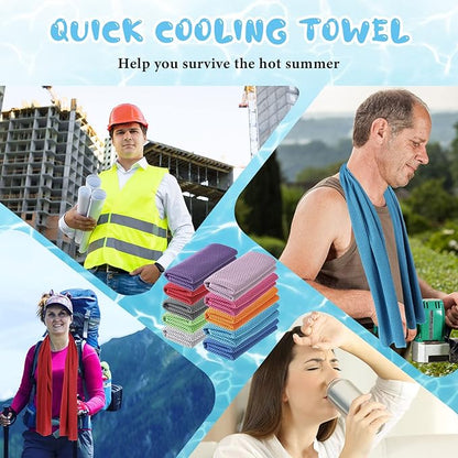 Hosuly 40 Pcs 47 x 12'' Cooling Towels for Neck Face Microfiber Breathable Chilly Ice Towel for Yoga Golf Gym Workout Sport Camping Running Activities Hot Weather