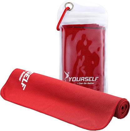 SYOURSELF Cooling Towel, Cooling Towels for Neck,40" x 12"Ice Towel for Instant Cooling Relief, Soft Breathable Chilly Towel, Perfect Yoga, Golf, Sports, Gym, Workout, Athletes Towel (1PC-Red)
