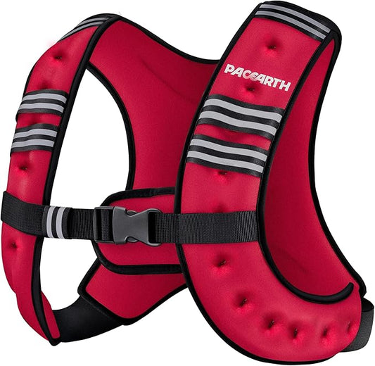 PACEARTH Weighted Vest,6lb/8lb/10lb/12lb/16lb/20lb/25lb/30lb Weight Vest with Reflective Stripe, Body Weight Vests for Women, Men, Weight Loss Workout, Strength Training, Running, Walking, Jogging