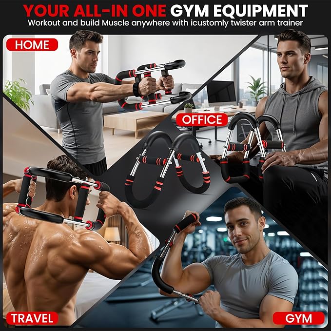 Twister Arm Trainer, Adjustable Resistance (20–130 lbs) Chest & Arm Trainer for Men & Women, Gorilla Bar Chest & Upper Body Workout Equipment, Ergonomic Home Workout Equipment with Anti-Slip Handles