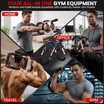 Twister Arm Trainer, Adjustable Resistance (20–130 lbs) Chest & Arm Trainer for Men & Women, Gorilla Bar Chest & Upper Body Workout Equipment, Ergonomic Home Workout Equipment with Anti-Slip Handles