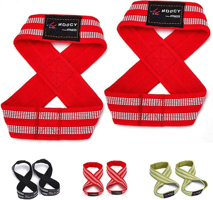 MOOCY Figure 8 Lifting Straps for Deadlift,Weightlifting,Strongman,& Cross Training Strong Weightlifting Wrist Wraps