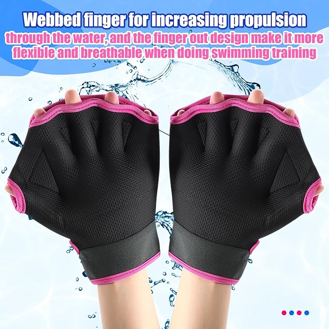 Sumind 2 Pairs Swimming Gloves Aquatic Training Gloves Neoprene Mittens Webbed Fitness Water Aerobics Resistance Training for Women Men Swimming Diving(Medium,Black, Dark Gray)