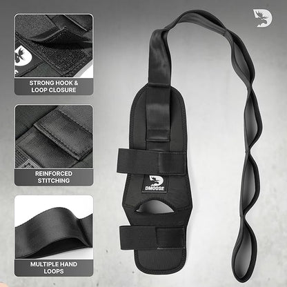DMoose Fitness Foot & Calf Stretcher with Adjustable Padded Stretching Strap for Plantar Fasciitis, Hamstring, Heel Spurs and Achilles Tendonitis Relief - Yoga Leg Stretch Strap for Flexibility