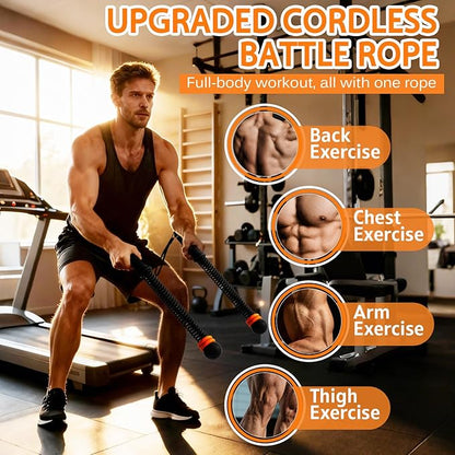Soulyis Adjustable Ropeless Battle Ropes for Quiet Home Gym - Cordless Training Rope, Weighted Workout Ropes for HIIT, No-Jump Training & Full-Body Exercise,Fitness Equipment (Advanced Pink)