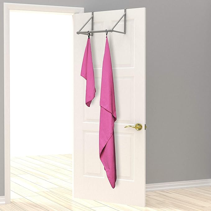 EPAuto 2-Pack Microfiber Quick Dry Towel Set - Lightweight, Super Absorbent & Compact Travel Towels (60"x30" & 24"x15") for Gym, Camping, Beach, Yoga & Backpacking, Pink