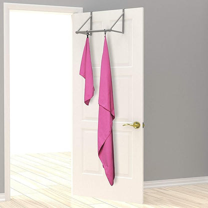 EPAuto 2-Pack Microfiber Quick Dry Towel Set - Lightweight, Super Absorbent & Compact Travel Towels (60"x30" & 24"x15") for Gym, Camping, Beach, Yoga & Backpacking, Pink