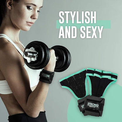 Strong Women's Wrist Wrap Gloves - Wrist Support Grips for Workout, Weight Training, Pilates, Yoga & More