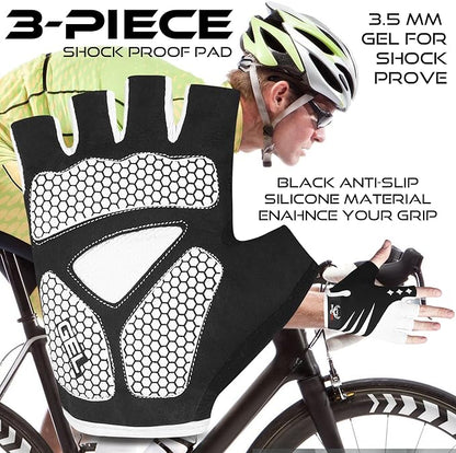 BEAST RAGE Half Finger Cycling Gloves for Men Women, Gel Padded Anti-Slip Shock Absorbing Weight Lifting Gym Gloves Cycle Mountain Bike Gloves for MTB, Biking, Hiking
