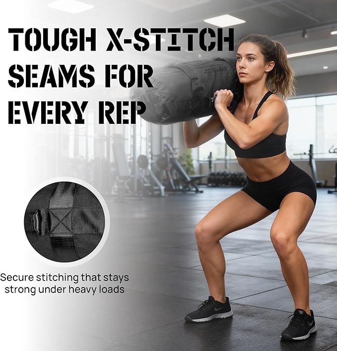 Yes4All Sandbags for Working Out, Adjustable Sand Bags for Weight Training with Handles, Multiple Colors & Sizes 5-200lbs