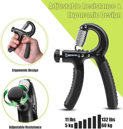 5-60 kg Grip Strengthener Exerciser – Adjustable Hand Grips Strengthener with Stainless Steel Spring for Strong Wrists, Fingers, Forearm, Hands