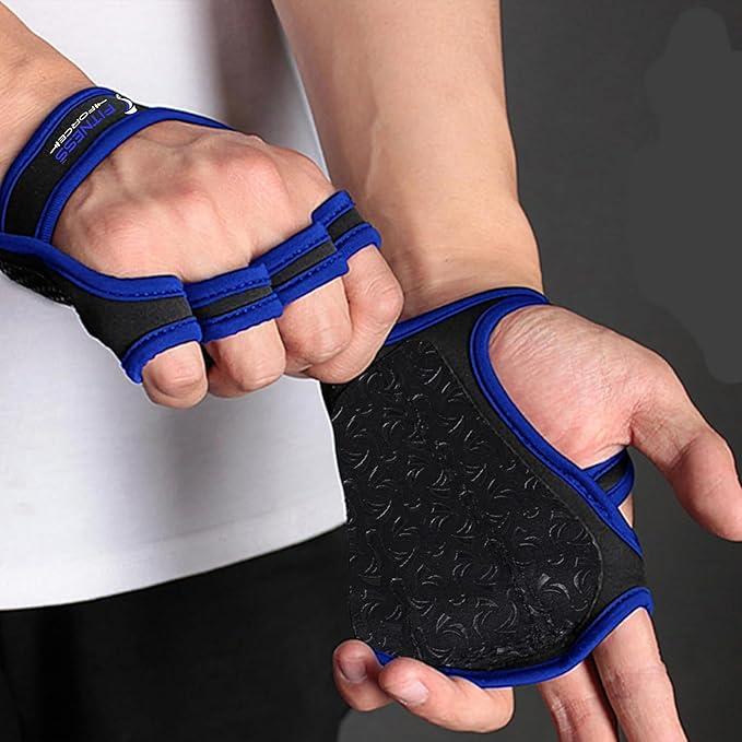 FITNESS FORCE Workout Gloves for Men & Women Partial Weight Lifting Gloves Non-Slip Gym Grip for Weight Lifting Calluses Guard Fingerless Exercise Gloves with Full Palm Protection