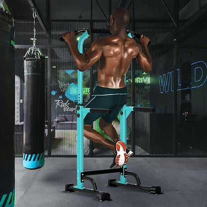 DlandHome Power Tower Pull Up Dip Station Multi-Function Fitness Equipment for Strength Training Adjustable Height Dip Stand for Home Gym