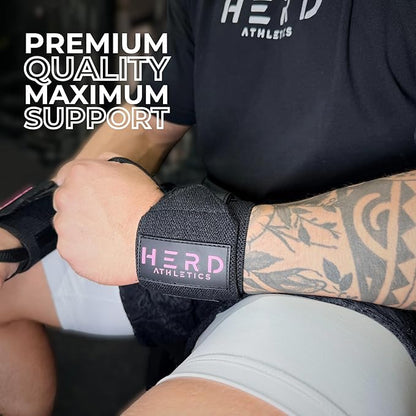 Weightlifting Wrist Wraps – 12" & 18" Adjustable Support with Thumb Loop – Medium Stiffness for Powerlifting, Olympic Lifting, Functional Fitness, Bodybuilding
