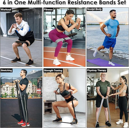 Fabric Resistance Bands for Working Out, Wide Booty Belt with Multiple Resistance Levels. Yoga Balance Balls. Great for HIPS, Thighs Exercises. with Fitness Poster