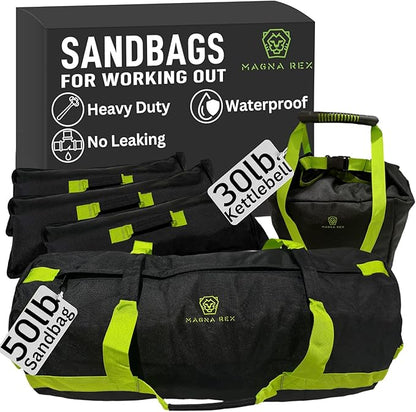 Sandbags for Working Out - 50 to 90 lbs - Adjustable Heavy Duty Equipment for Weight Training - 1 Outer, 3 Inner Sandbags - Portable Tough Workout - Non Slam