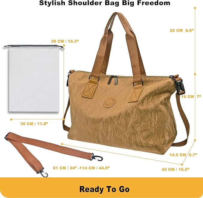 Gym Bag for Men & Women with Shoe Wet Bag - Waterproof Duffle Bag for Travel, Sports, Fitness & Workout (Deep Khaki)