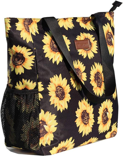 Original Floral Water Resistant Large Tote Bag Shoulder Bag for Gym Beach Travel Daily Bags Upgraded