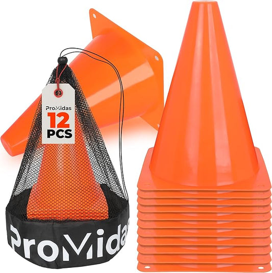 7 Inch(12 PCs) Soccer Cones for Training Kids with Mesh Bag - Small Traffic Cones for Sports Training - Flexible Conos for Soccer Practice, Basketball & Football Drills Equipment