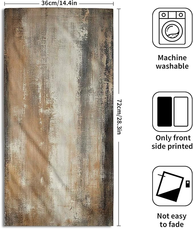 Burnt Brown and Grey Hand Towels for Bathroom Set of 2, Abstract Art Painting Modern Face Towels 28X14 inch, Quick Dry Soft Absorbent Washcloths Decorative Kitchen Dish Towels for Yoga Workout Gym