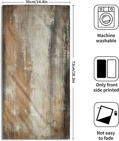 Burnt Brown and Grey Hand Towels for Bathroom Set of 2, Abstract Art Painting Modern Face Towels 28X14 inch, Quick Dry Soft Absorbent Washcloths Decorative Kitchen Dish Towels for Yoga Workout Gym