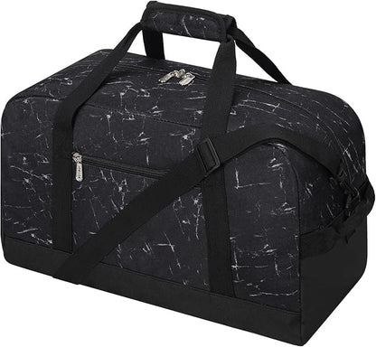 Small Gym Bag 18 inch Carry On Duffel Bag for Weekender Travel - Marble Black