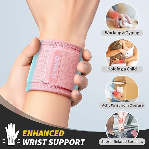 CAMBIVO Wrist Wraps for Men and Women 2 Pack, Adjustable Compression Wrist Brace for Carpal Tunnel, Wrist Support, Pain Relief, Lifting Straps Wrist Bands for Fitness, Weightlifting, Gym Workout