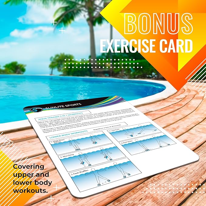 Sunlite Sports Aqua Trainer 2-in-1 Resistance Hand and Feet Paddle, Water Aerobics Set for Pool, Adult Aquatic Exercise for Aqua Workout, Low Impact Upper Lower Body Workouts