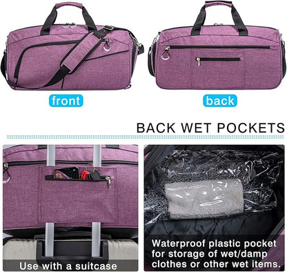 Kuston Sports Gym Bag with Shoes Compartment &Wet Pocket Gym Duffel Bag Overnight Bag for Men and Women