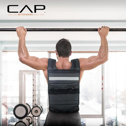 CAP Barbell Adjustable Weighted Vest | 20-150 lbs | Heavy-Duty Workout Vest with Removable Iron Weights for Strength Training, Cardio, Running, and Calisthenics